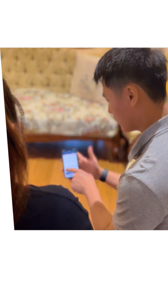 Mobile Physiotherapist showing testing results to client at home
